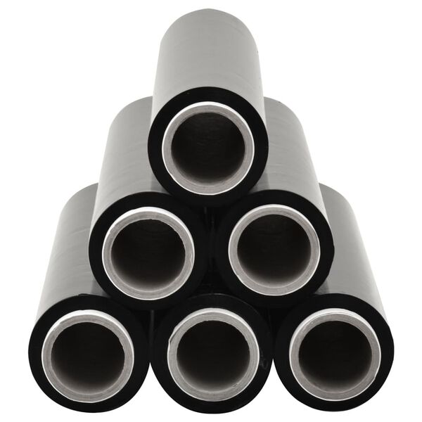 vidaXL Rouleaux de film de palette 6 pcs Noir 23 &micro;m 624 m