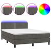 vidaXL Sommier &agrave; lattes de lit avec matelas LED Gris fonc&eacute; 140x200 cm
