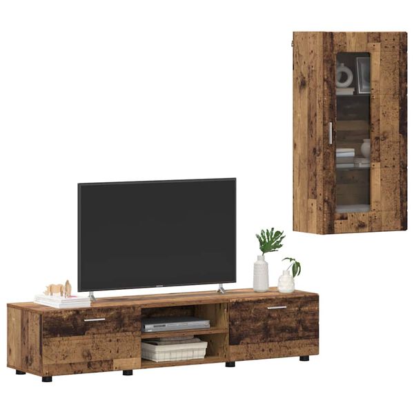 vidaXL Ensemble meuble TV FLORIN Bois ancien Bois d'ing&eacute;nierie