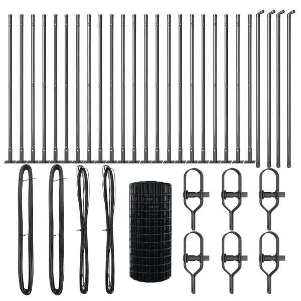 vidaXL Cl&ocirc;ture avec poteau Gris 0,4 x 50 m Acier et PVC