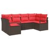 vidaXL Ensemble de canap&eacute; de jardin 6 pcs Marron et rouge polyrotin