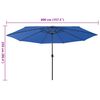 vidaXL Parasol de jardin avec lumières LED et mât en métal bleu azuré