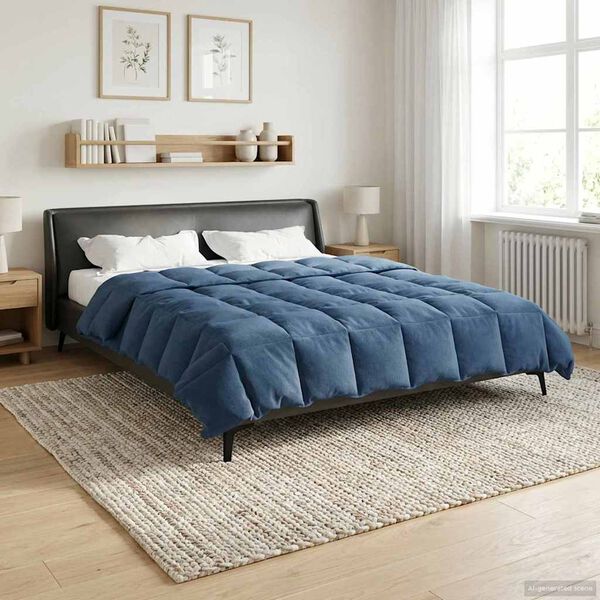 vidaXL Duvet complet toute l'ann&eacute;e Bleu fonc&eacute; 200 x 220 cm Microfibre