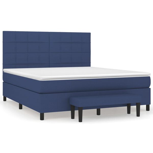 vidaXL Sommier &agrave; lattes de lit avec matelas Bleu 160x200 cm Tissu