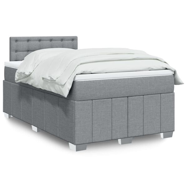 vidaXL Sommier &agrave; lattes de lit avec matelas Gris clair 120x200cm Tissu