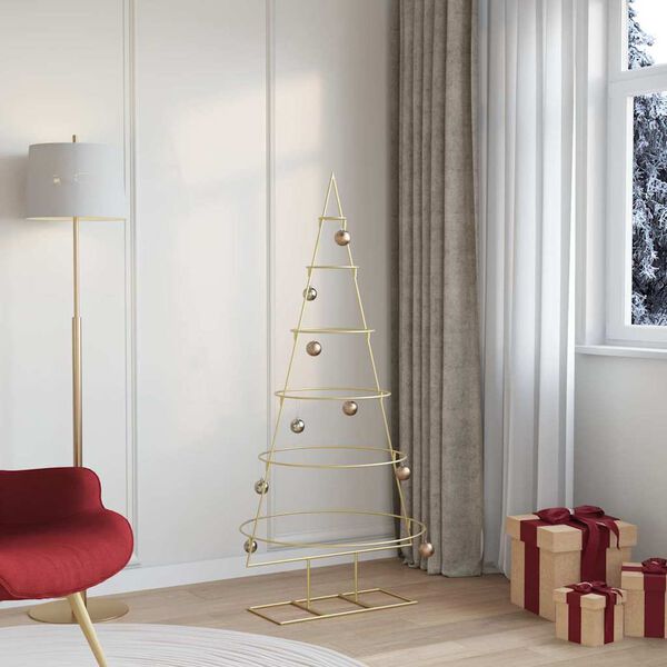 vidaXL Arbre de Noël en métal Doré 150 cm Acier peint par poudre