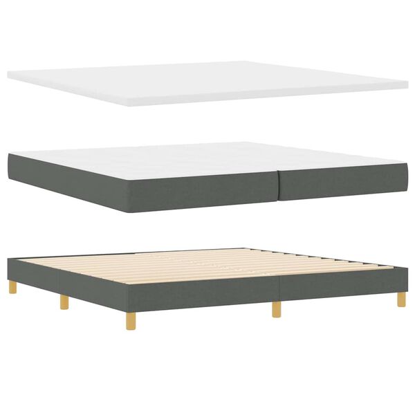 vidaXL Lit &agrave; ressorts avec matelas Gris fonc&eacute; 200 x 200 cm tissu