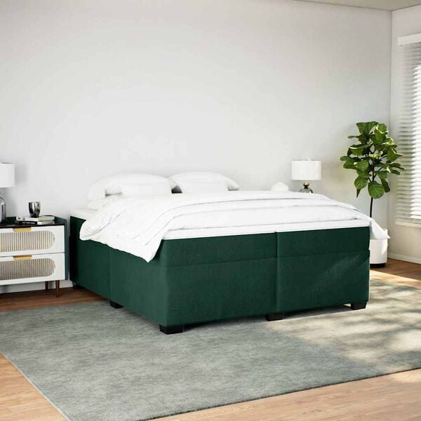 vidaXL Sommier &agrave; lattes de lit et matelas Vert fonc&eacute; 200x200cm Velours