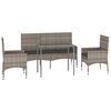 vidaXL Salon de jardin 4 pcs avec coussins Gris Résine tressée