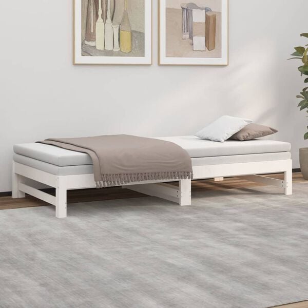 vidaXL Lit coulissant sans matelas blanc 2x(90x200) cm