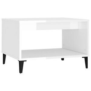 vidaXL Table basse Blanc brillant 60x50x40 cm Bois d'ing&eacute;nierie