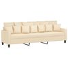 vidaXL Canap&eacute; &agrave; 3 places avec repose-pieds Cr&egrave;me 210 cm Tissu