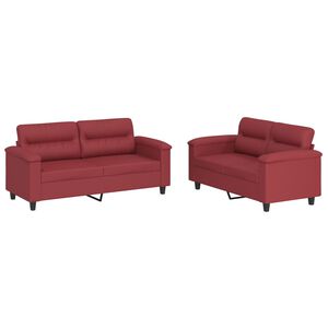 vidaXL Ensemble de canap&eacute;s 2 pcs et coussins Rouge bordeaux Similicuir