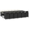 vidaXL Ensemble &agrave; manger de jardin coussins 13 pcs R&eacute;sine tress&eacute;e Noir