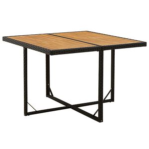 vidaXL Table de jardin Noir 109x107x74 cm R&eacute;sine tress&eacute;e bois massif