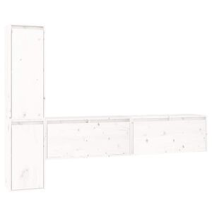 vidaXL Meubles TV 4 pcs Blanc Bois massif de pin