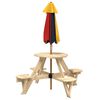 vidaXL Table de pique-nique pour 4 enfants avec parasol rond sapin