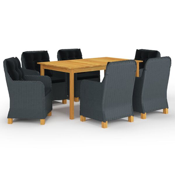 vidaXL Ensemble &agrave; manger de jardin 7 pcs Gris fonc&eacute;