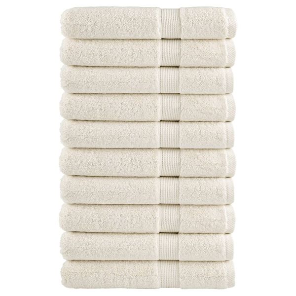 vidaXL Serviettes de sauna de qualit&eacute; sup&eacute;rieure SOLUND 10 pcs cr&egrave;me