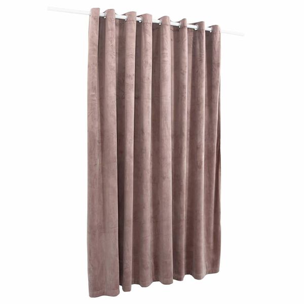 vidaXL Rideau occultant avec anneaux en m&eacute;tal Velours Rose 290x245 cm