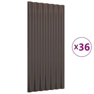 vidaXL Panneaux de toiture 36 pcs Acier galvanis&eacute; Brun 80x36 cm