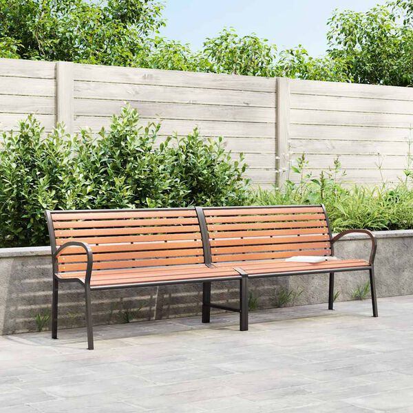 vidaXL Banc de jardin marron 231 cm bois et acier enduit de poudre