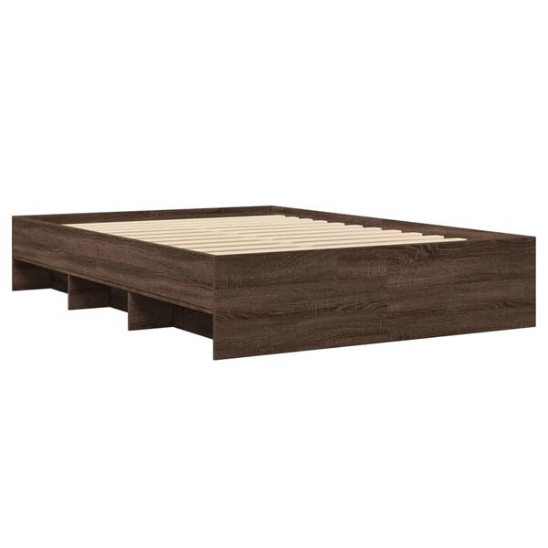 vidaXL Cadre de lit sans matelas ch&ecirc;ne marron 135x190 cm