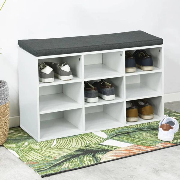 HI Support &agrave; chaussures avec coussin 84,5x29x48 cm blanc