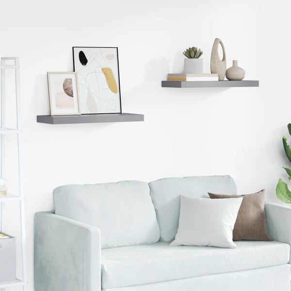 vidaXL &Eacute;tag&egrave;res murales flottantes 2 pcs Gris 60x23,5x3,8 cm MDF