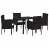 vidaXL Ensemble de salle &agrave; manger pour jardin 5 pc Noir polyrotin