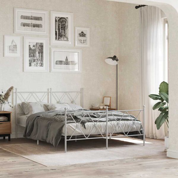 vidaXL T&ecirc;te de lit de remplacement m&eacute;tal blanc 140 cm
