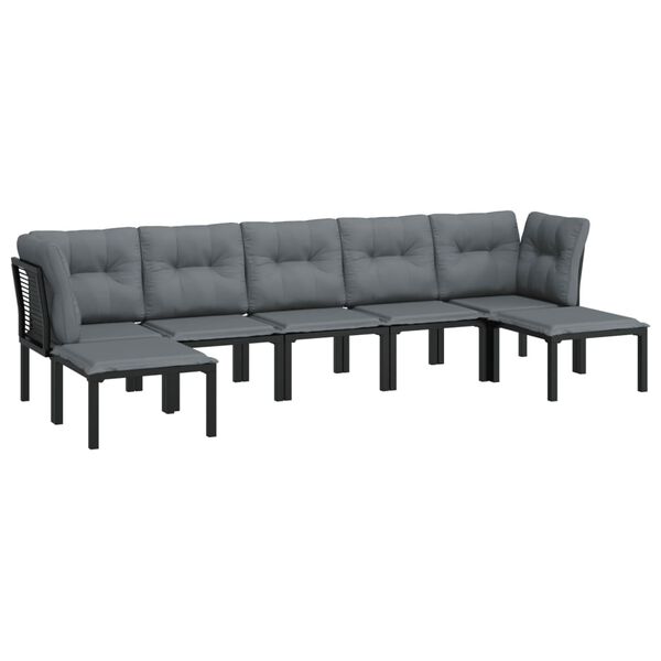 vidaXL Salon de jardin 7 pcs noir et gris résine tressée