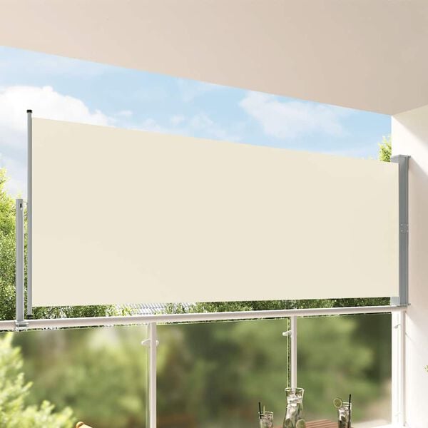 vidaXL Auvent lat&eacute;ral r&eacute;tractable de patio 140 x 300 cm Blanc cass&eacute;
