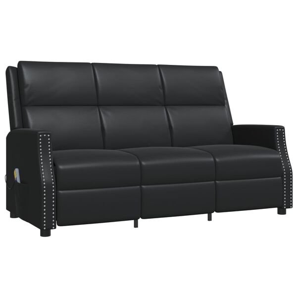vidaXL Fauteuil de massage inclinable 3 places noir similicuir