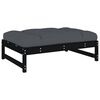 vidaXL Salon de jardin 4 pcs avec coussins noir bois massif