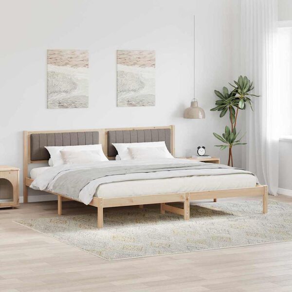 vidaXL Cadre de lit avec t&ecirc;te de lit Taupe 200 x 200 cm Pin massif