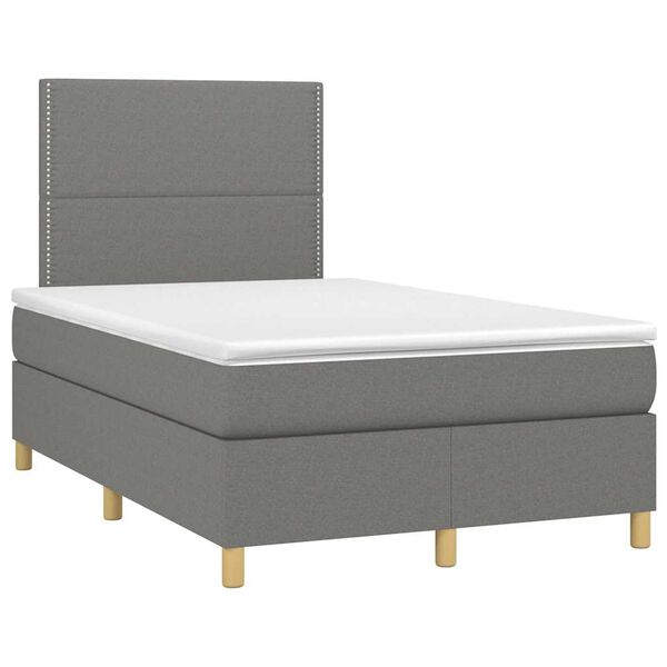 vidaXL Sommier &agrave; lattes de lit avec matelas gris fonc&eacute; 120x190cm tissu