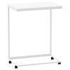 vidaXL Table d'appoint avec roues Blanc 55x35x70 cm Bois d'ingénierie