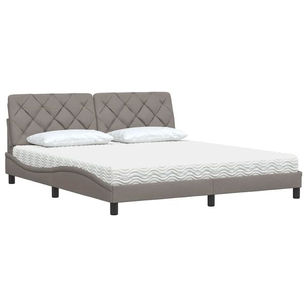 vidaXL Lit avec matelas taupe 180x200 cm tissu