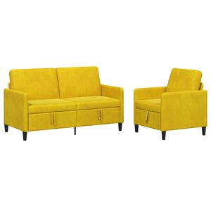 vidaXL Canap&eacute; avec rangement 2 pc Jaune Polyester