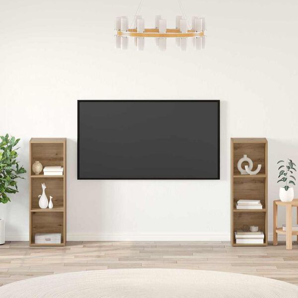 vidaXL Ensemble meuble TV 2 pcs Ch&ecirc;ne artisanal 107 x 35 x 37 cm