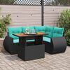 vidaXL Salon de jardin 5 pcs avec coussins noir résine tressée