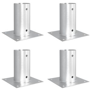 vidaXL Ancre ronde au sol 4 pcs Argent&eacute; 15 x 15 x 15 cm m&eacute;tal