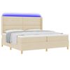 vidaXL Lit à ressorts avec matelas Crème 200 x 200 cm tissu