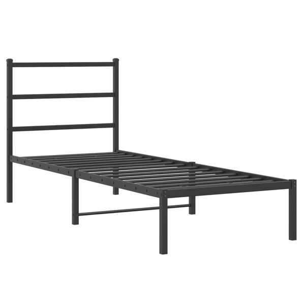 vidaXL Cadre de lit m&eacute;tal sans matelas avec t&ecirc;te de lit noir 80x200 cm