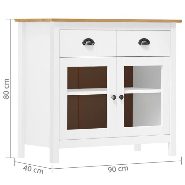 vidaXL Buffet Hill Blanc 90x40x80 cm Bois de pin solide