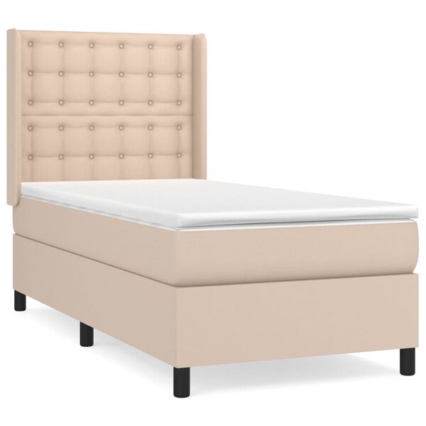 vidaXL Sommier &agrave; lattes de lit avec matelas Cappuccino 100x200 cm