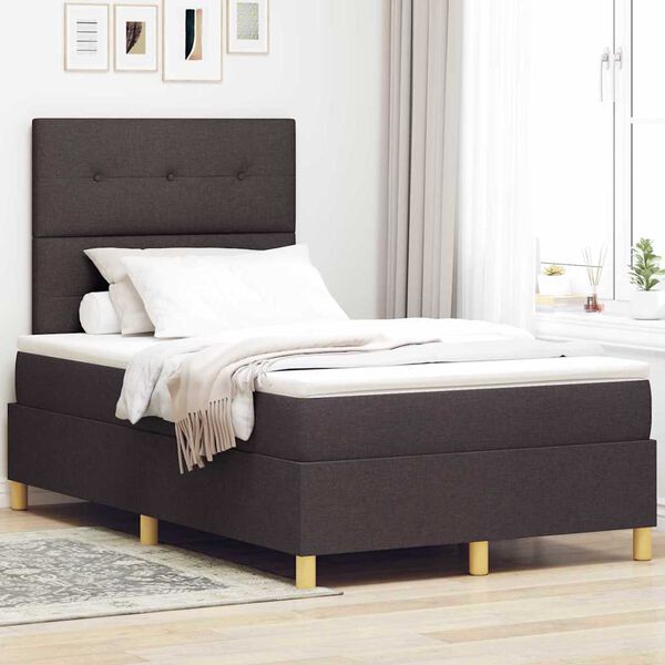 vidaXL Lit &agrave; ressorts avec matelas Marron fonc&eacute; 120 x 200 cm tissu