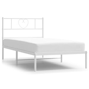 vidaXL Cadre de lit m&eacute;tal sans matelas avec t&ecirc;te de lit blanc 90x200cm