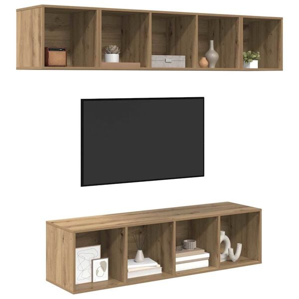vidaXL Ensemble meuble TV 4 pcs Ch&ecirc;ne artisanal Bois d'ing&eacute;nierie